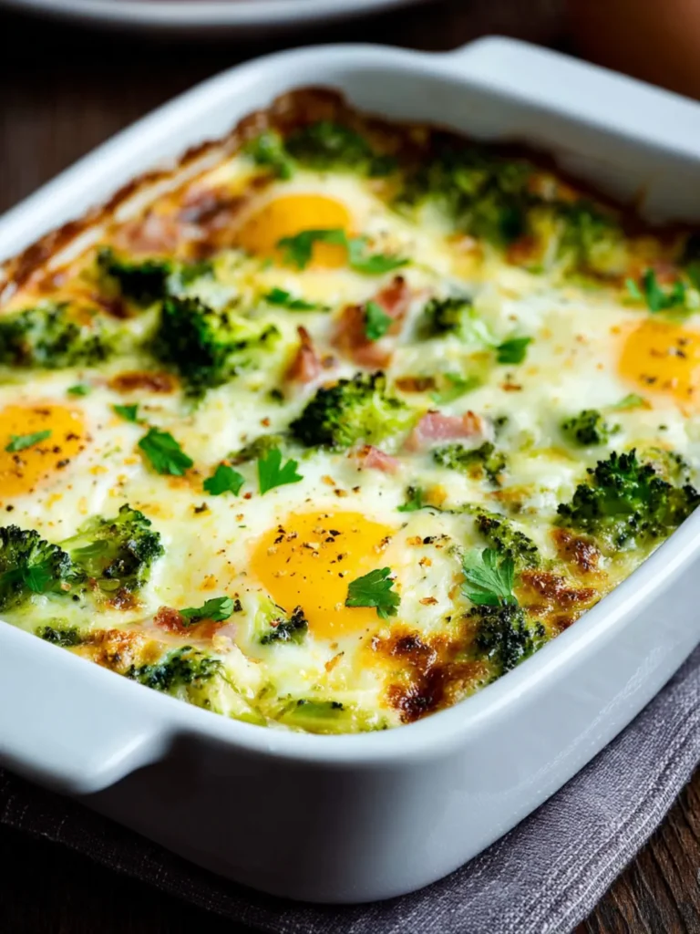 Broccoli, Ham, and Mozzarella Baked with Eggs First Image