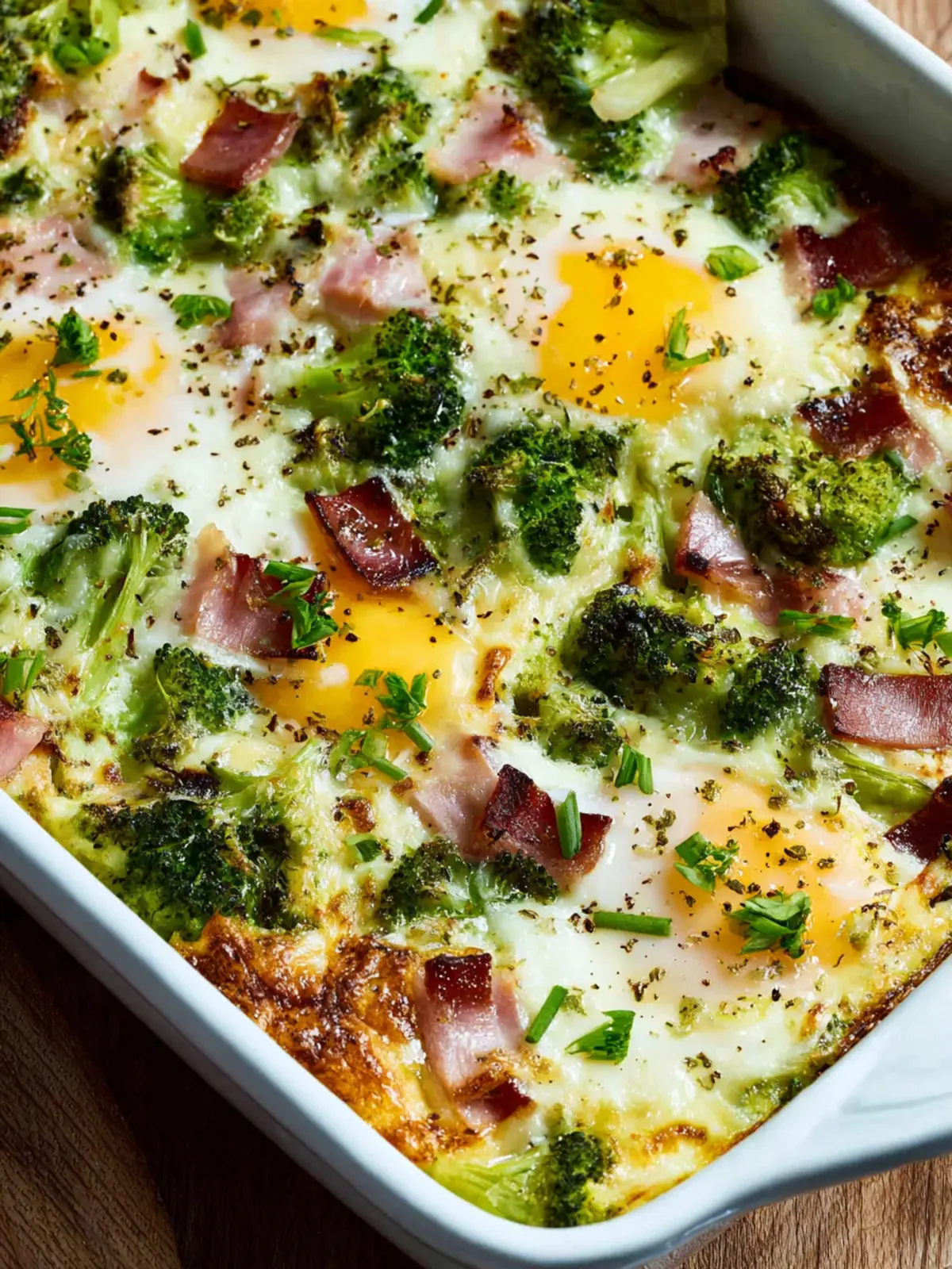 Broccoli, Ham, and Mozzarella Baked with Eggs First Image
