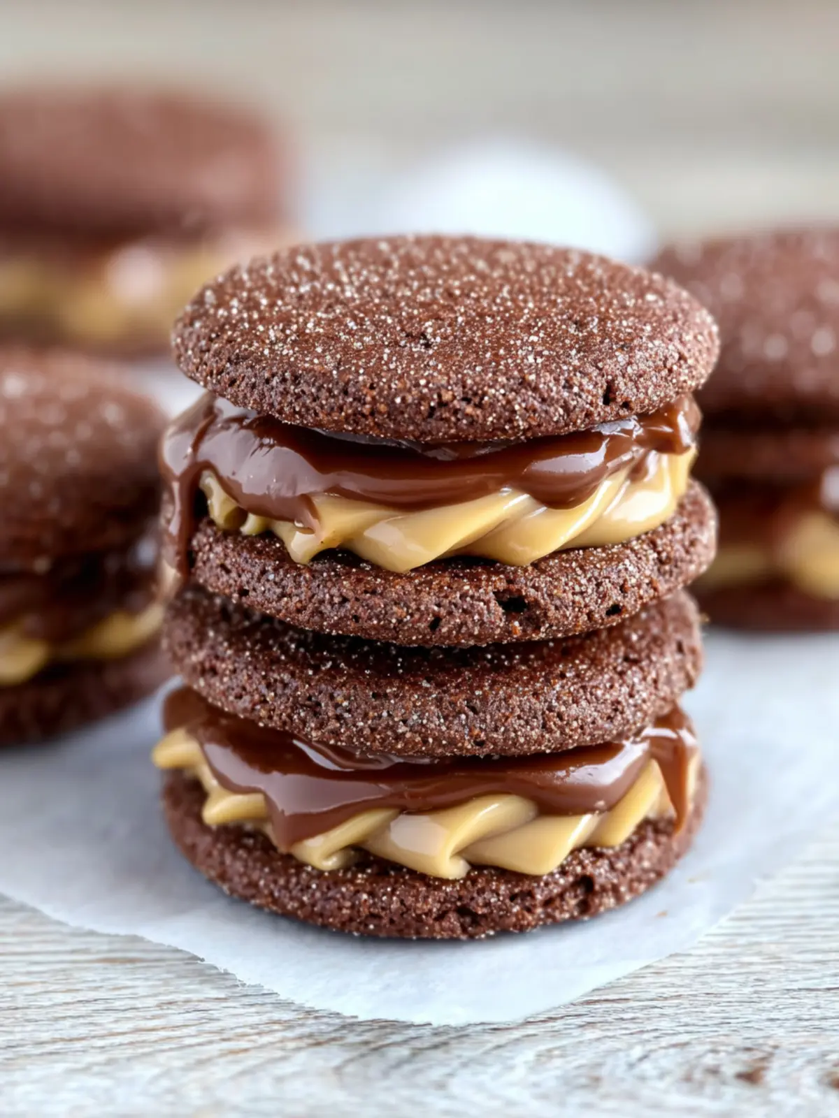 Chocolate Caramel Sandwich Cookies First Image