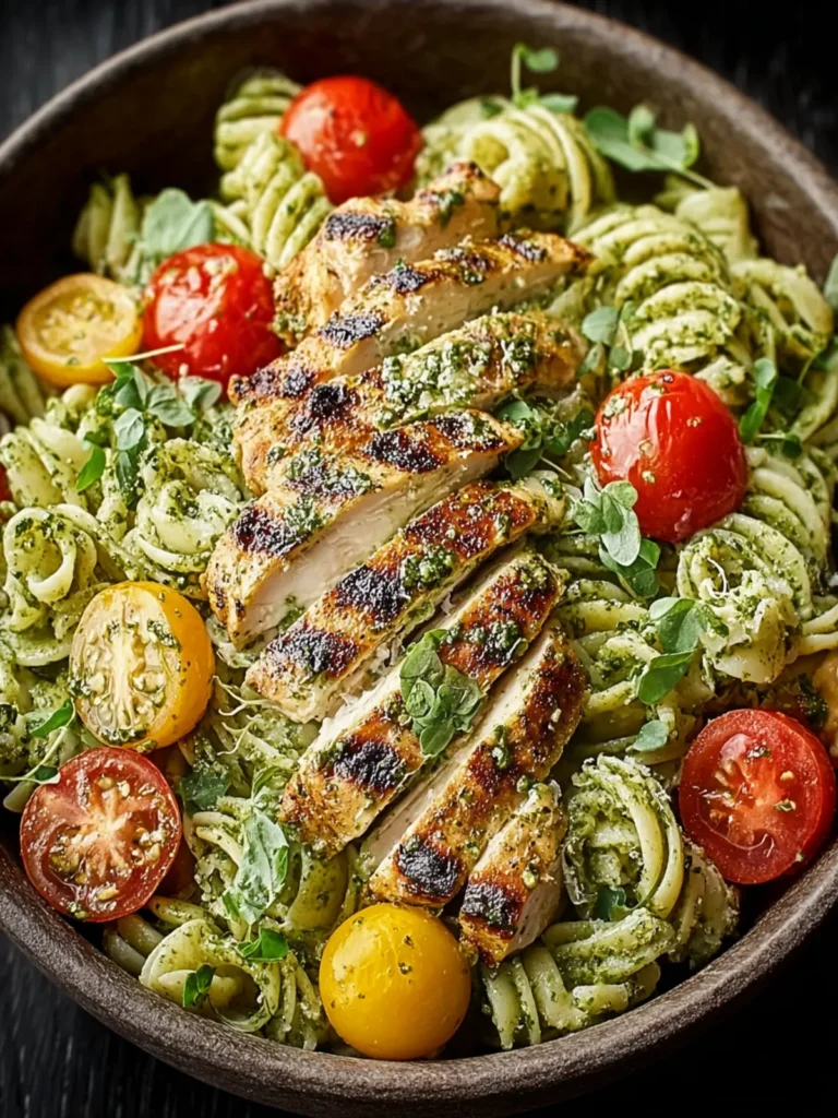Flavorful Pesto Pasta with Grilled Chicken & Cherry Tomatoes First Image