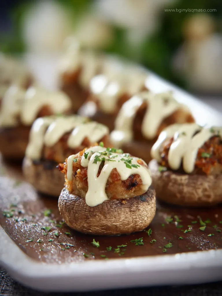 Stuffed Mushrooms With a Creamy Cheese Sauce First Image
