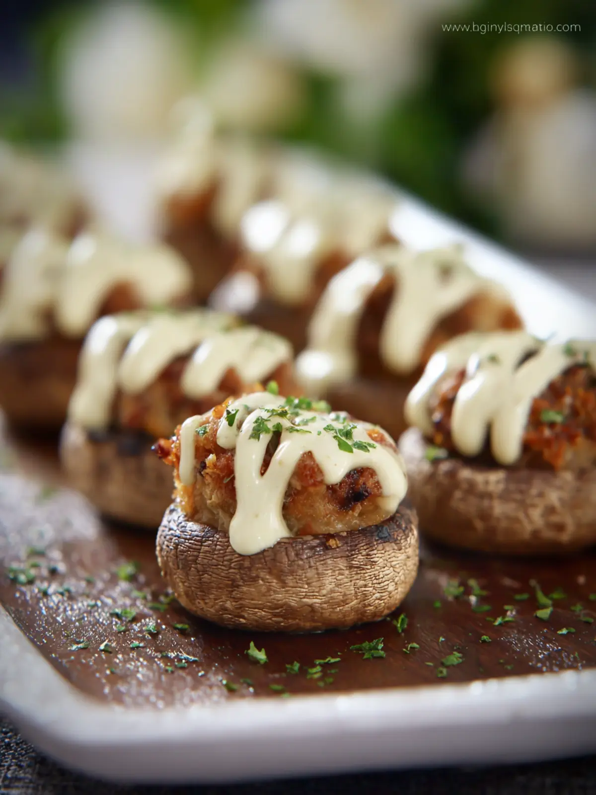 Stuffed Mushrooms With a Creamy Cheese Sauce First Image