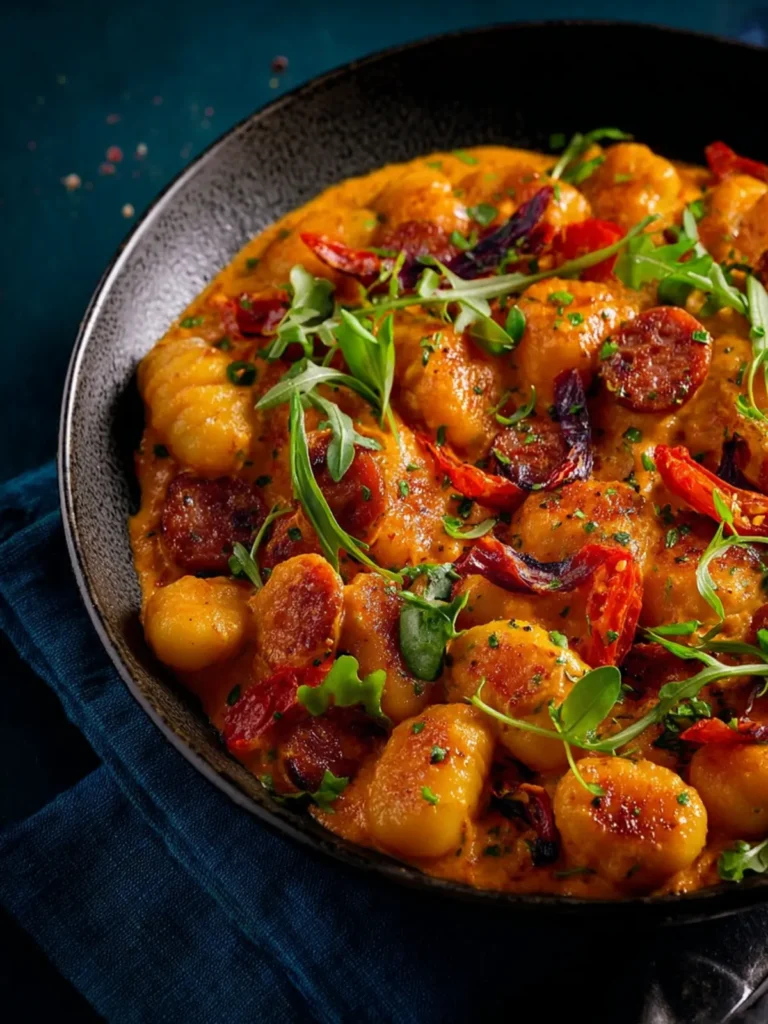 Gnocchi with Chorizo and Creamy Harissa Sauce First Image